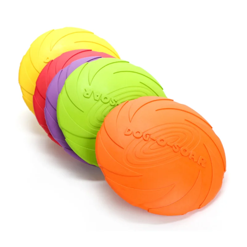 

Dog Flying Disc Dog Chew Toy Safety Natural Soft Rubber Toys For Dog Pet Training Outdoor Pet Toy, Red,green,purple,orange,blue,yellow