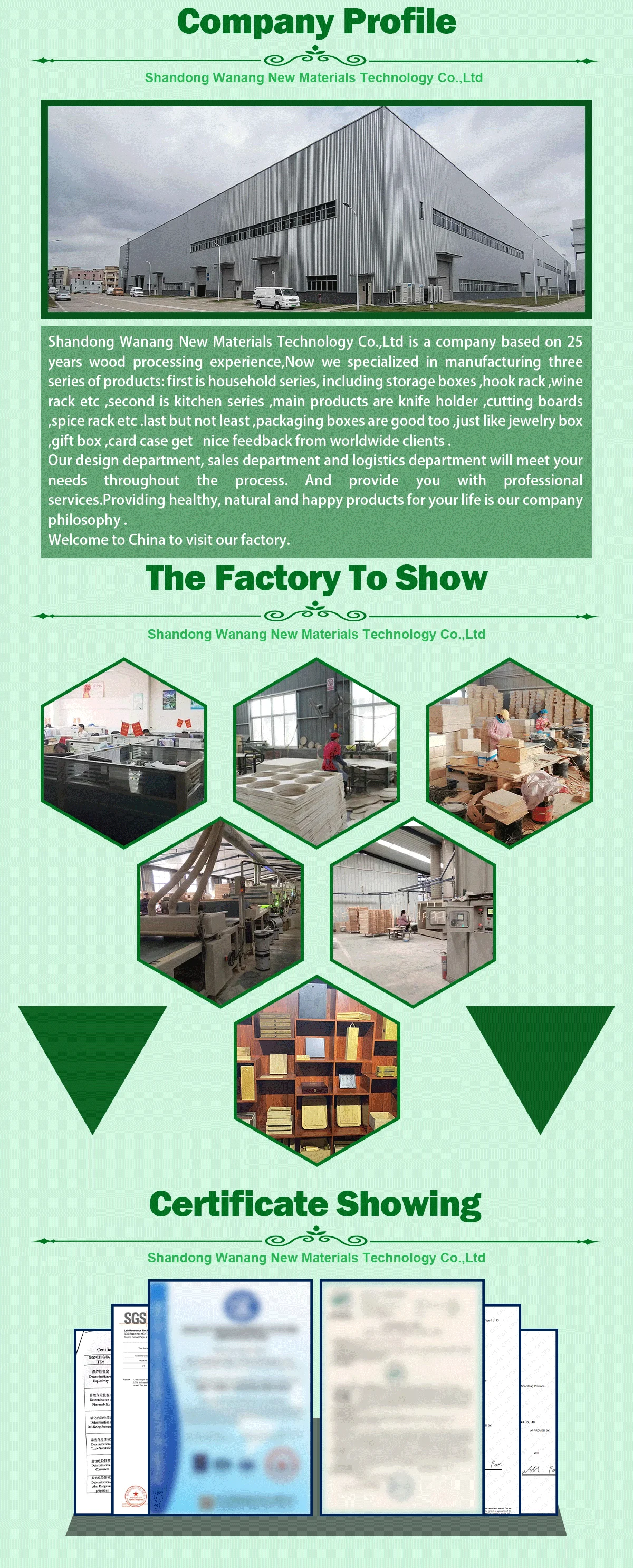 Shandong Wanang New Materials Technology Co., Ltd. wooden craft, wooden furniture