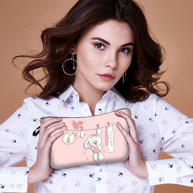 

Amazon cartoon rabbit print make up cosmetic bag wholesale canvas makeup bag canvas zipper pouch for cosmetics