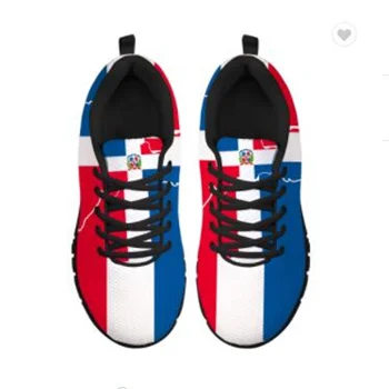 

New Lace-Up Safety Sports Shoes For Men New Model Dominican Republic National Flag Printed Size  Sports Shoes Mesh Material