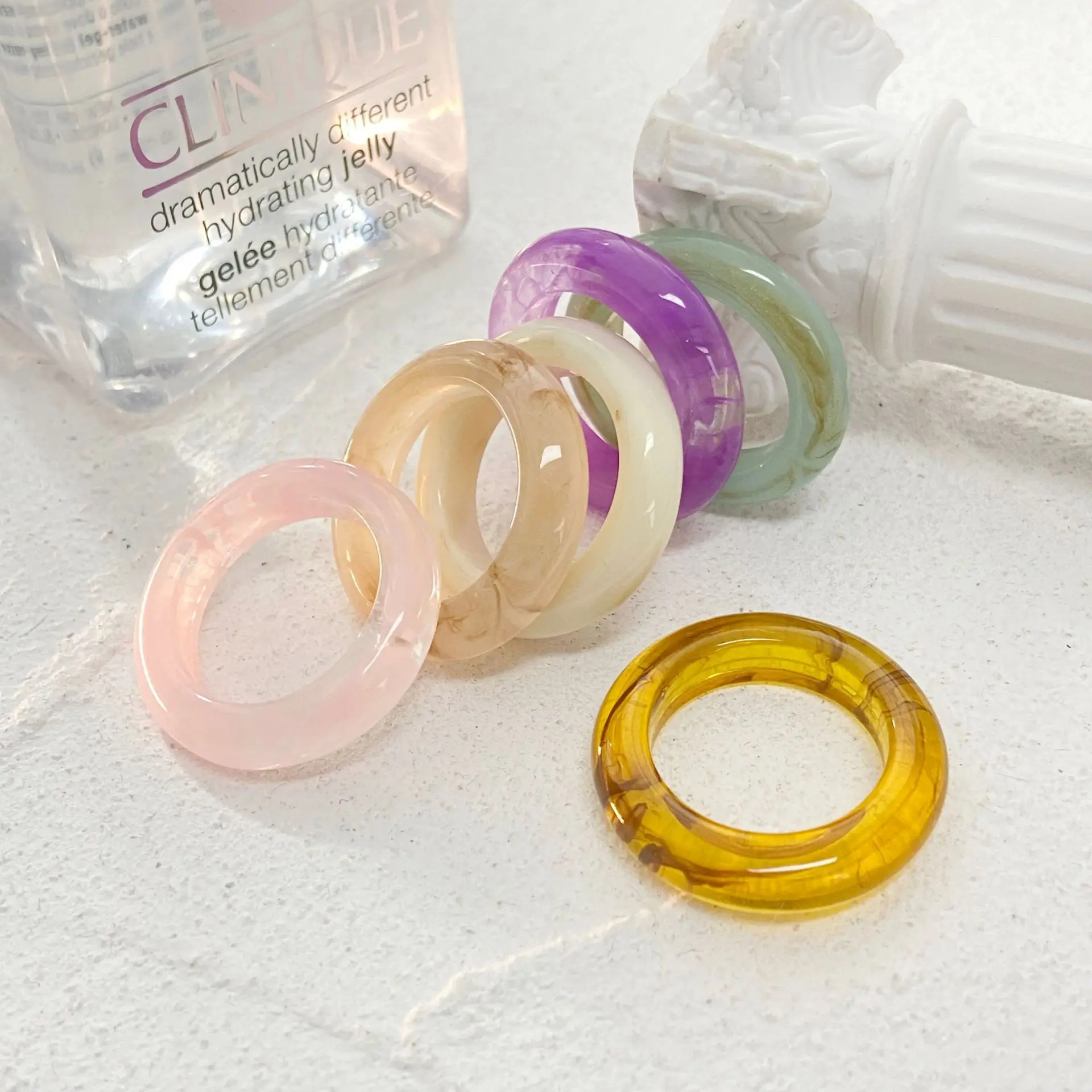 

Dainty Simple Colorful Resin Ring Clear Acrylic Resin Ring Summer Vintage No fade Acrylic Resin Colorful Rings