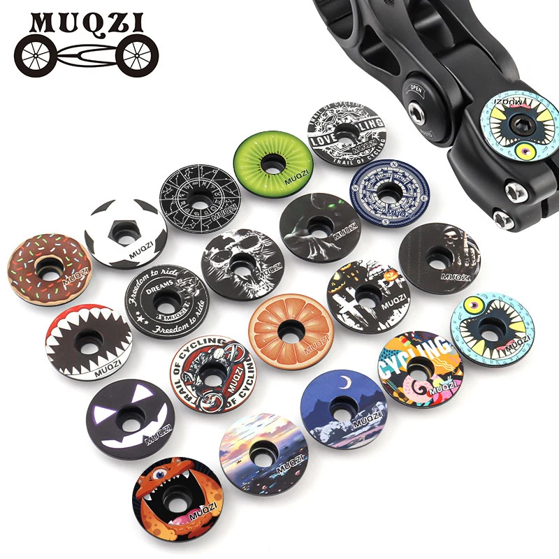 

MUQZI MTB Bicycle Headset Stem Cap 1-1/8"" Fork Top Cover 25 Patterns UV Printing Bicycle Top Cap