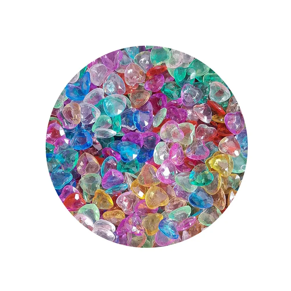 Colorful Heart Accessories Clear Plastic Crafts Fish Tank Filler Acrylic Beads DIY Accessories Spacer Bead Jewelry Charms