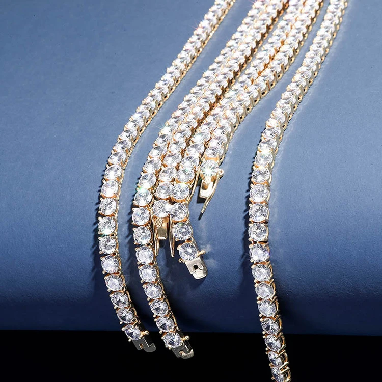 

4mm CZ Zircon Hip Hop Jewelry Diamond Brass Tennis Chain Necklace