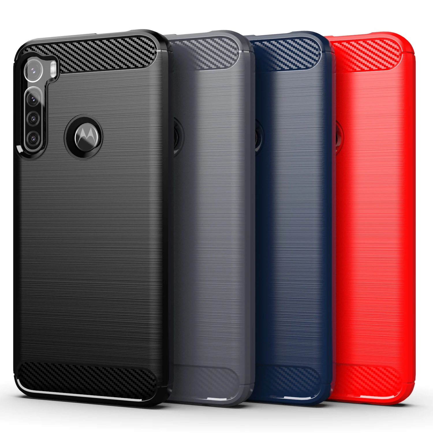 

Carbon Fiber Shockproof Soft TPU Back Cover mobile Phone Case For Moto One Fusion plus