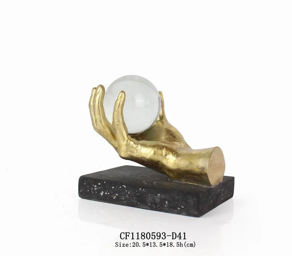 Nordic Luxury Resin Home Decoration Sculpture Modern Resin Hand Sculpture With Crystal Ball factory