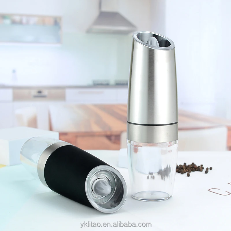 

Rechargeable Electric Salt Mill Automatic Pepper Grinder, Silver+black