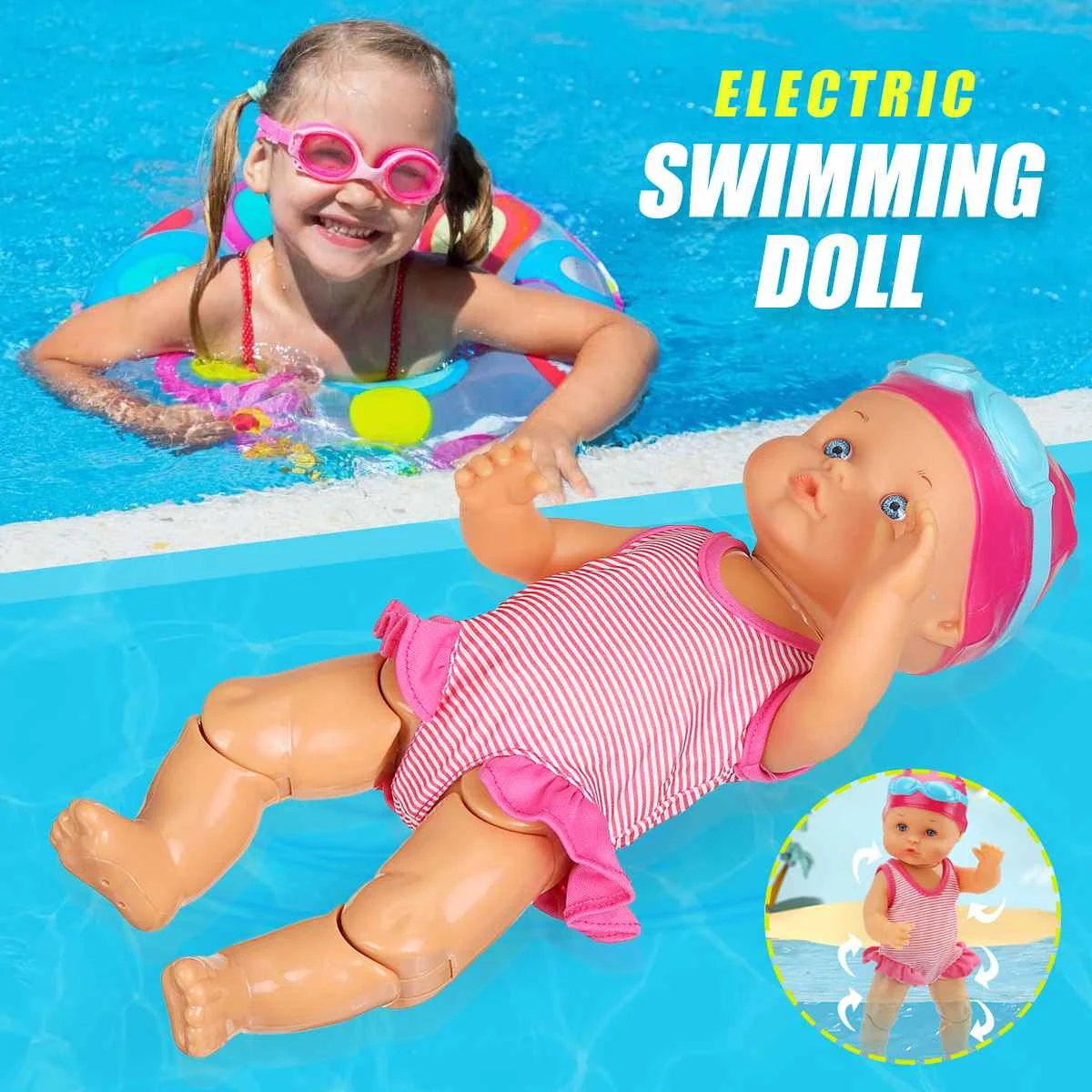 2020 Wholesale Doll Toys 13 Inch Waterproof Swimming Doll Toy Electric Bath Pool Waterproof Doll