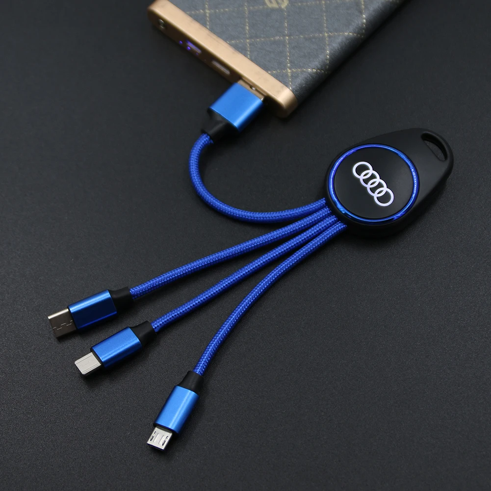 

Factory Colorful keychain phone charger cable nylon braided 3 in 1 Usb multi cable