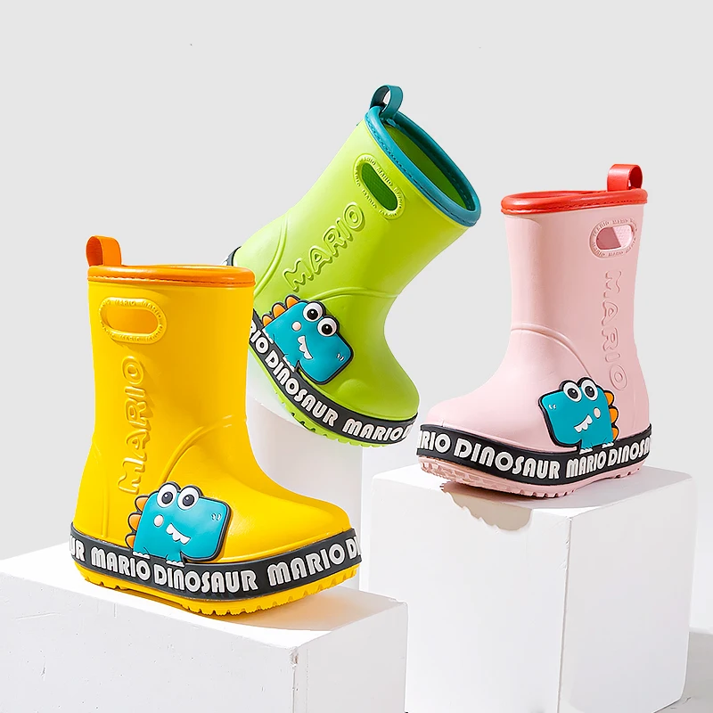 

Cheerful Mario Children Rain Boots Baby Boy Girl EVA Non-slip Outdoor Cartoon Dinosaur Rainboots Kids Waterproof Shoes