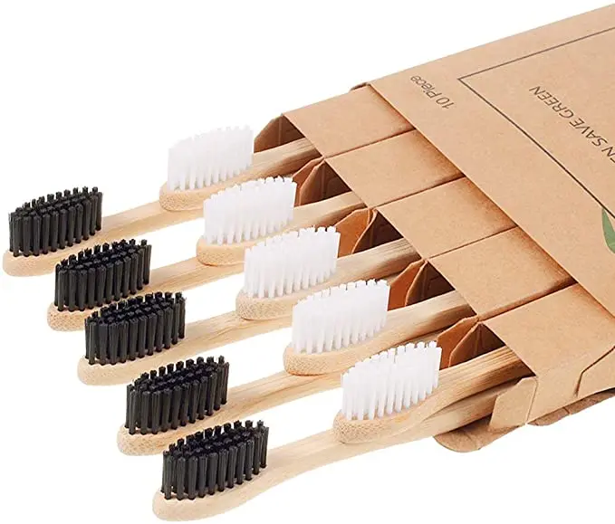 

Biodegradable Bamboo Toothbrushes 10 Piece BPA Free Soft Bristles Toothbrushes Natural Eco-Friendly Green and Compostable