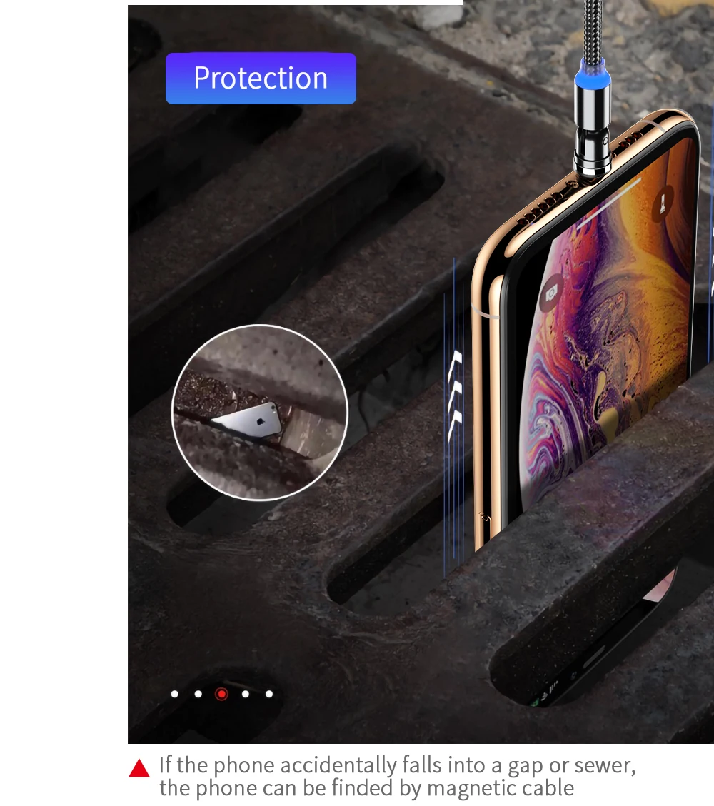 3 in 1 magnetic usb cable 3A fast charge 540 degree rotation magnet data lines magnetic charging cable - ANKUX.COM
