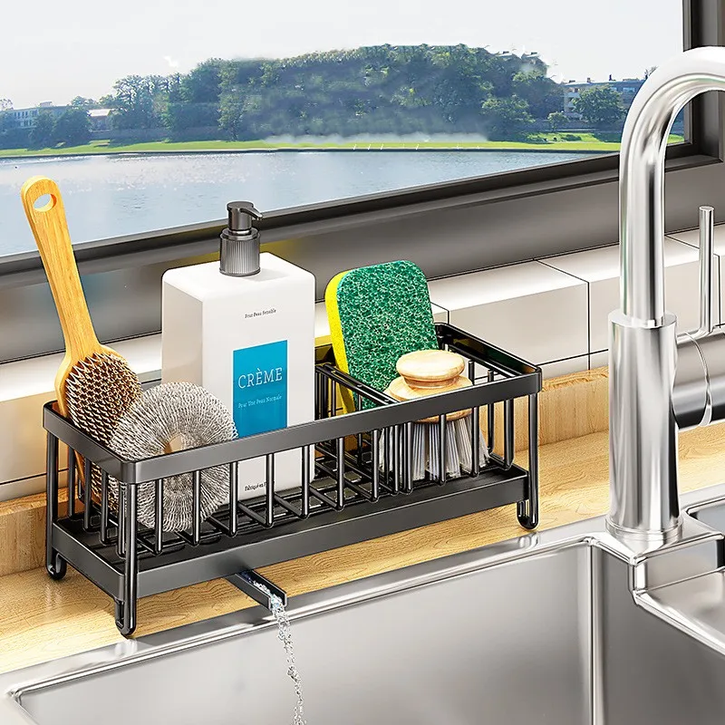 Hot Sale Stainless Steel Sink Sponge Holder Sink Caddy for Scrubber Sponge Brushes Dishcloth Kitchen Countertop Organizer