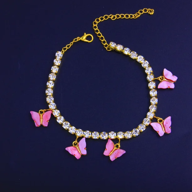 

2021 womens anklets jewelry cubic zirconia anklet tennis chain butterfly anklet
