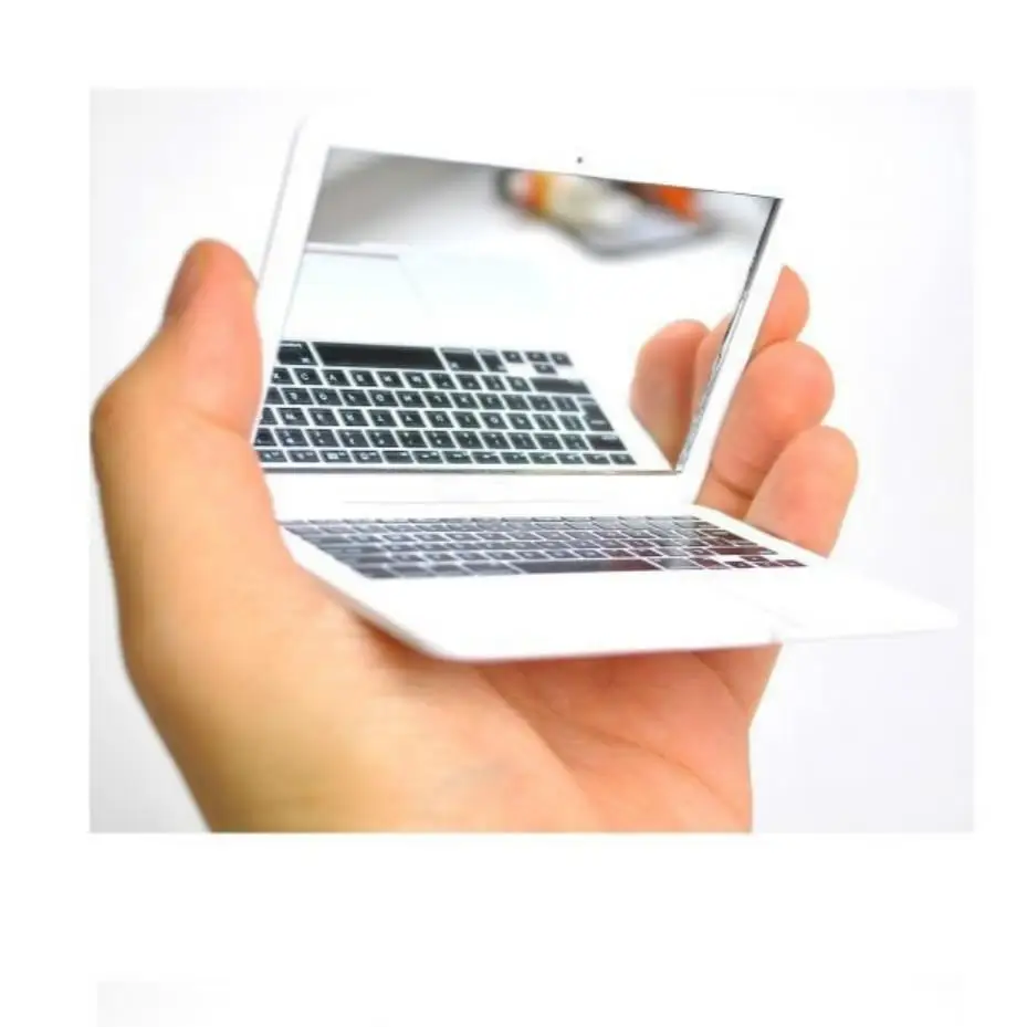 

Creative Novelty Macbook Air Cosmetic Mirror Laptop Mini Pocket Women, Silver,white