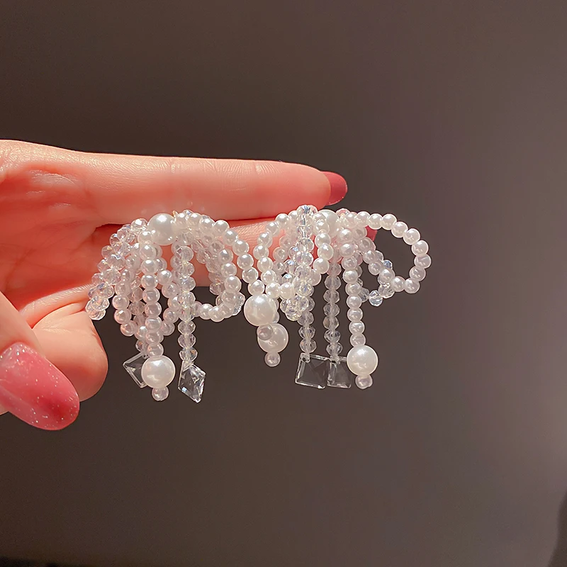 

crystal trendy pearl fashion tassel earrings trend 2021