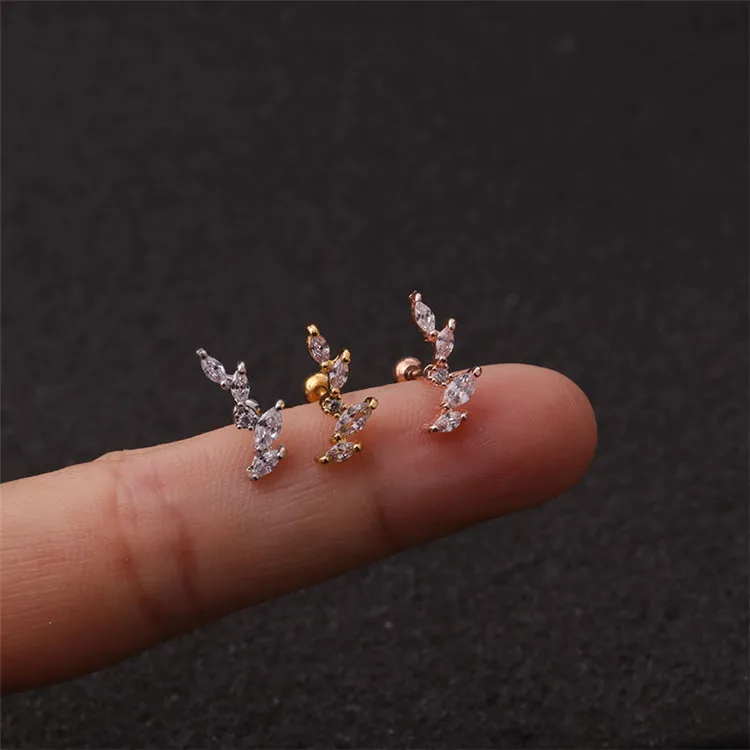 1Pc en Acier Inoxydable Cartilage zircone cubique Boucles d'oreilles Cristal Star Moon Ear Piercing Jewelry