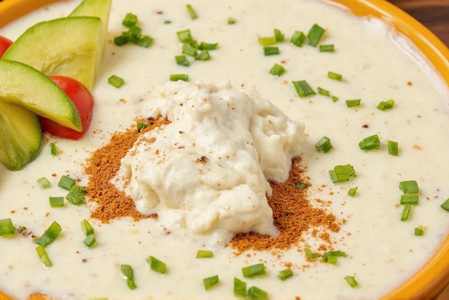 Ranch dip served in a glass bowl with carrot sticks