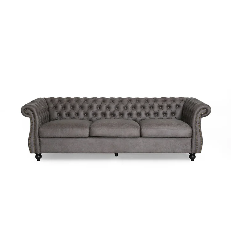 

Free shipping in USA furniture living room chesterfield modern sofa tufted leather 3 seater sofa
