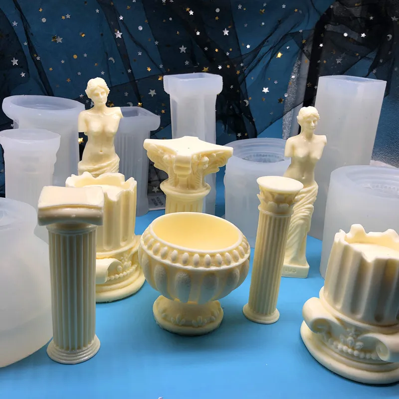 

GC DIY retro decorative mold for candle Roman column Venus scented silicone candle molds