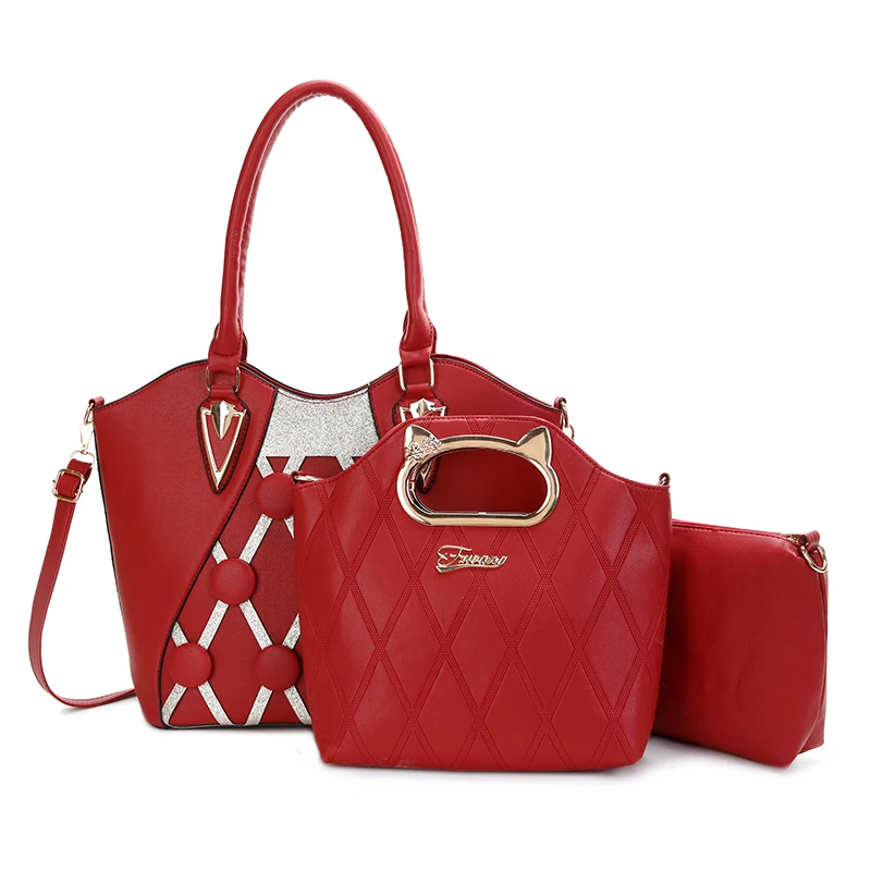 

branded 2021 hot selling large capacity pu leather ladies bags women handbag set