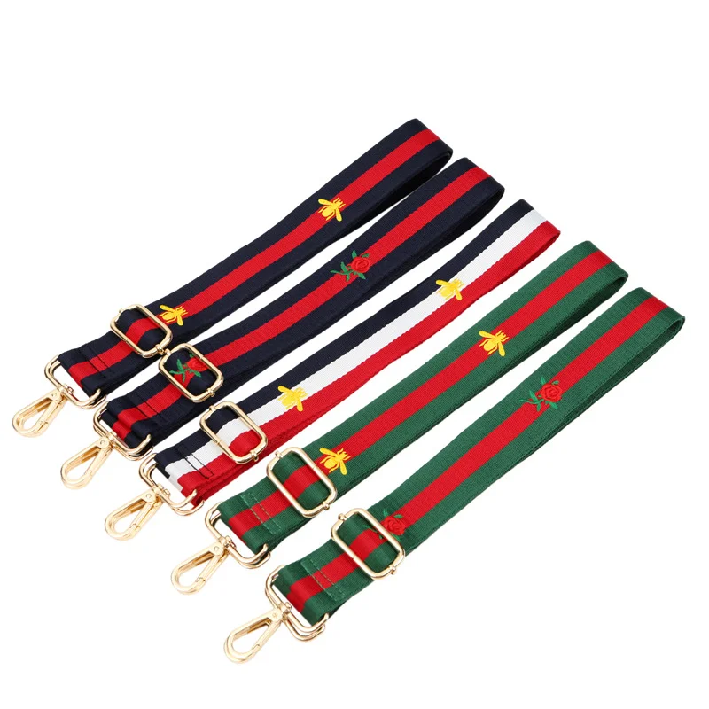 

Green Red Strap Replacement Embroidered Bee Bag Shoulder Strap, 10+ colors in stock