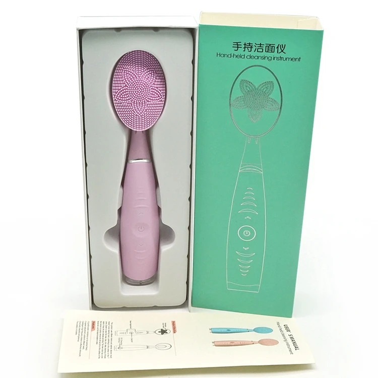 

High frequency vibration electric face brush waterproof deep cleaning handheld facial cleansing brush, Pink, blue
