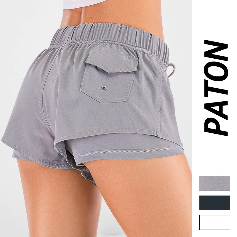 

PATON custom logo 2 in 1 Quick dry Workout Running women Sexy Yoga Shorts yoga pants with lining inside