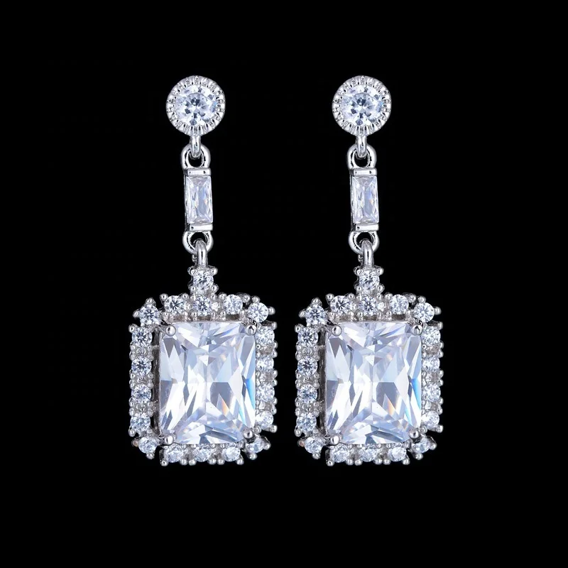 

Luxury Design Sparkling Cubic Zircon Women Dangle Earrings For Wedding Tassel Earrings, Picture shows