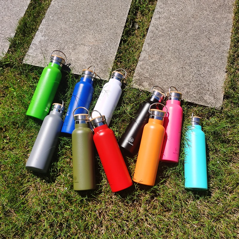 

popular Double Wall bamboo Lid vacuum flask stainless steel thermal bottle longtime keep water warm