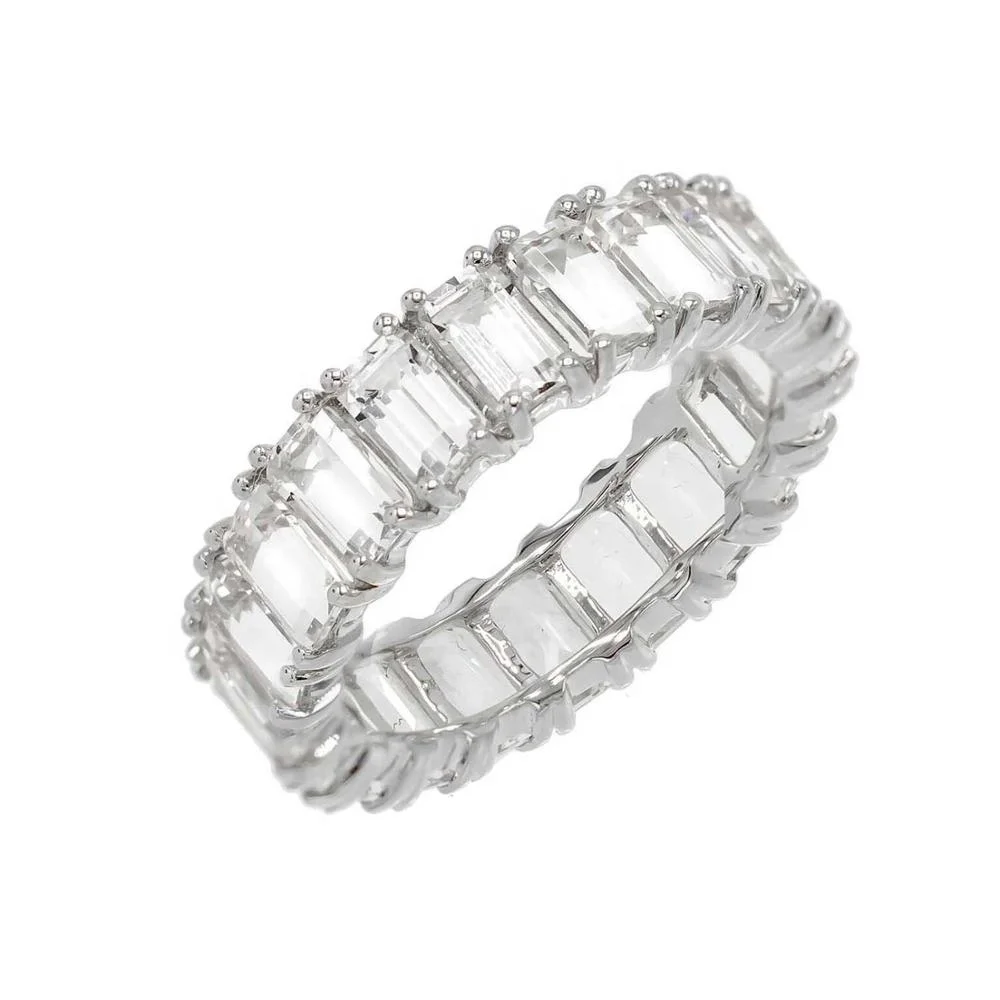 

Trendy 925 Sterling Silver Emerald Cut White CZ Baguette Engagement Ring