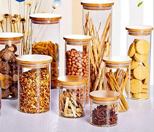 

Eco Friendly Wholesale Kitchen 500ml candy tea storage glass jars with wooden lid