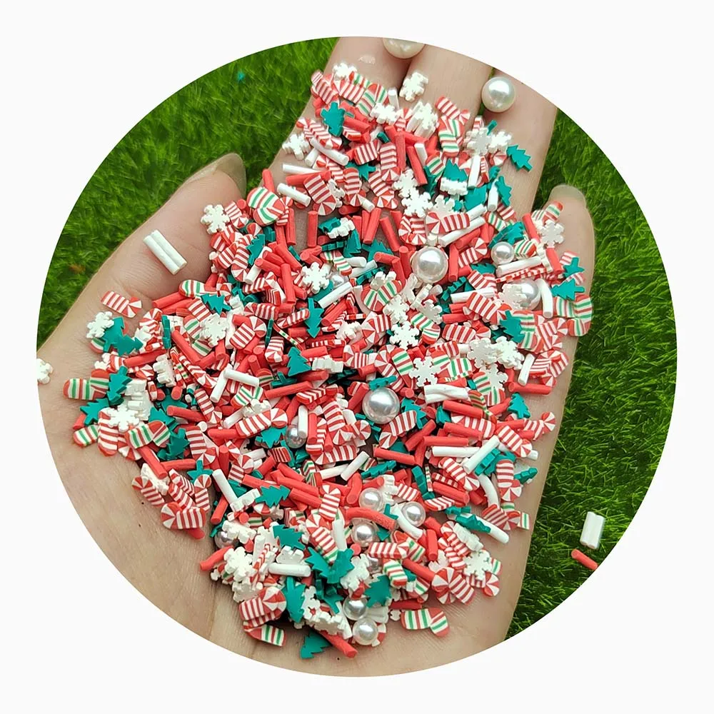 

Christmas Candy Cane Polymer Clay Miniature Confetti for Crafts Making DIY Scrapbook