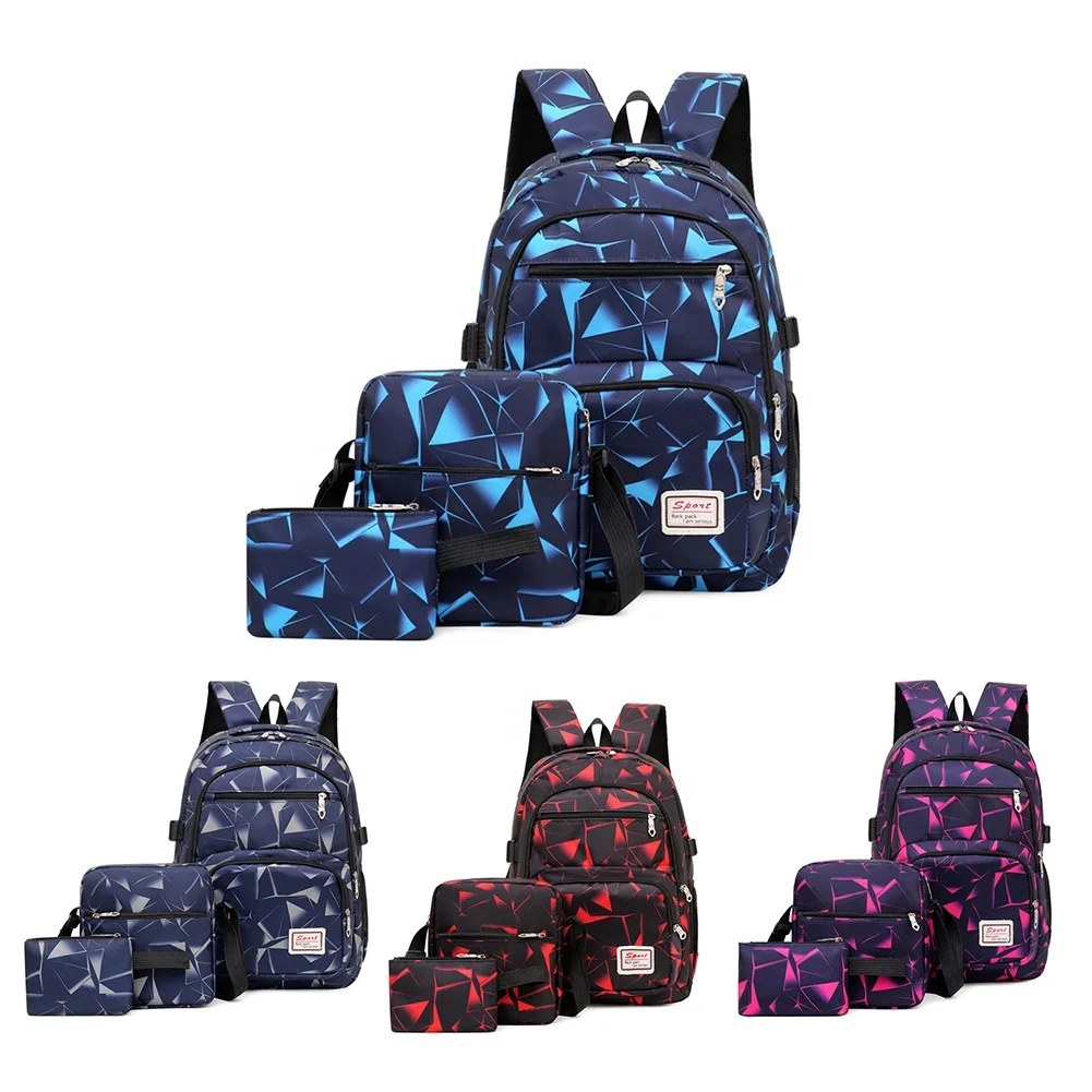 

New Product Ideas 2021, Stationery Cartoon 3 In 1 Girl Kids School Bag Set For Boy/, Red, blue, rose, gray