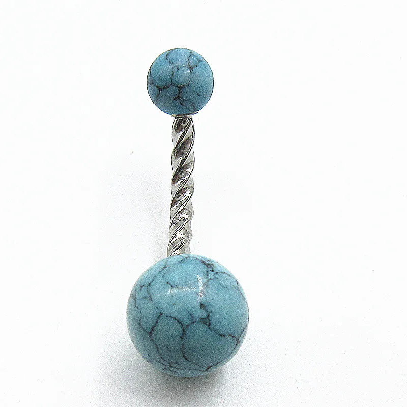 

BBR-108 Turquoise Custom Belly Button ring 316L Steel Ball Geometric Puncture Piercing Jewelry Designer Belly Rings