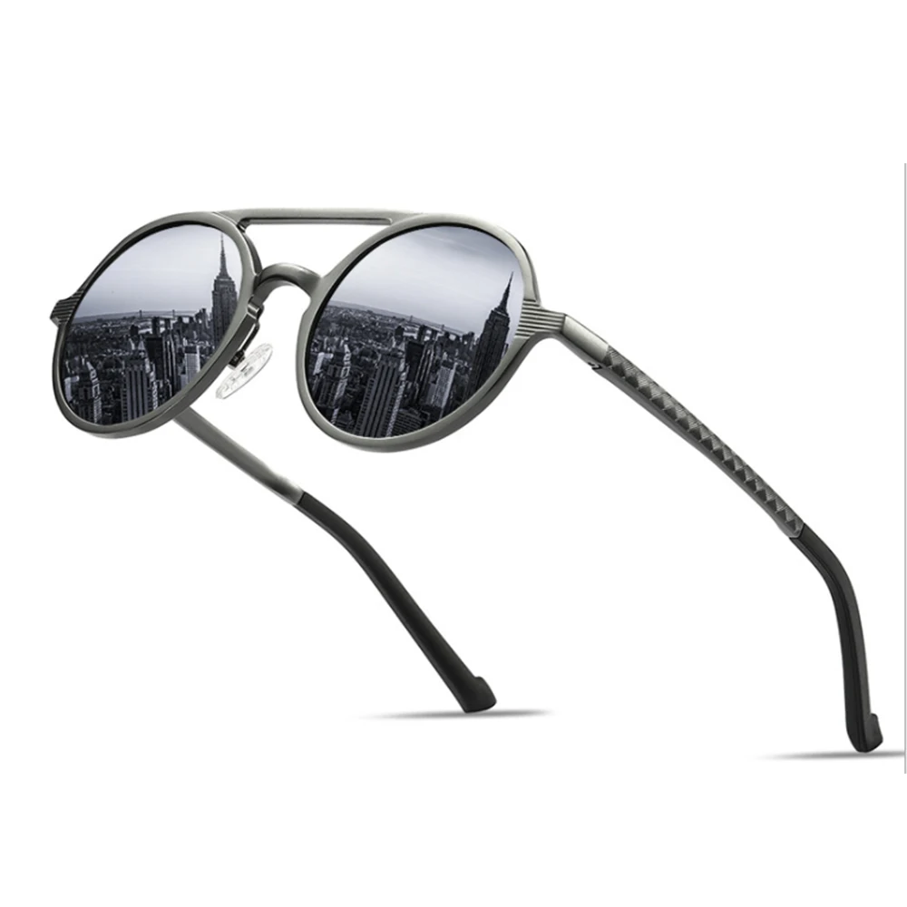 

2021 New Fashion Trending Shades double bridges Round Aluminium Magnesium Frame Sun Glasses Women Men Polarized UV400 Sunglasses, Customized
