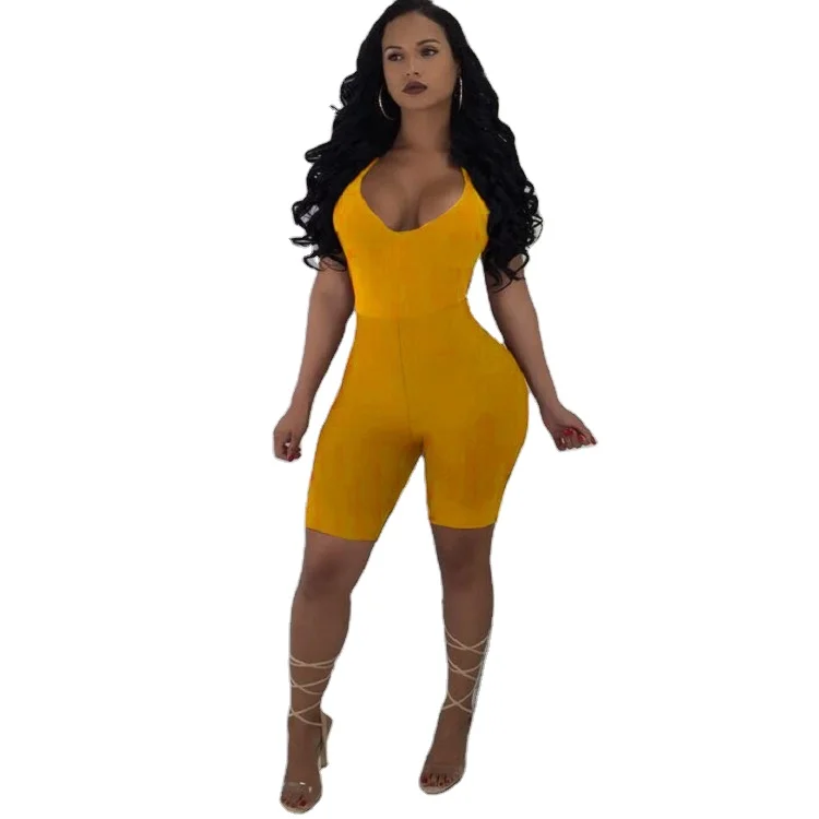 

AYP0247 fashion casual sleeveless women's clothing skinny hip raise Siamese body shaping solid color sexy Siamese shorts