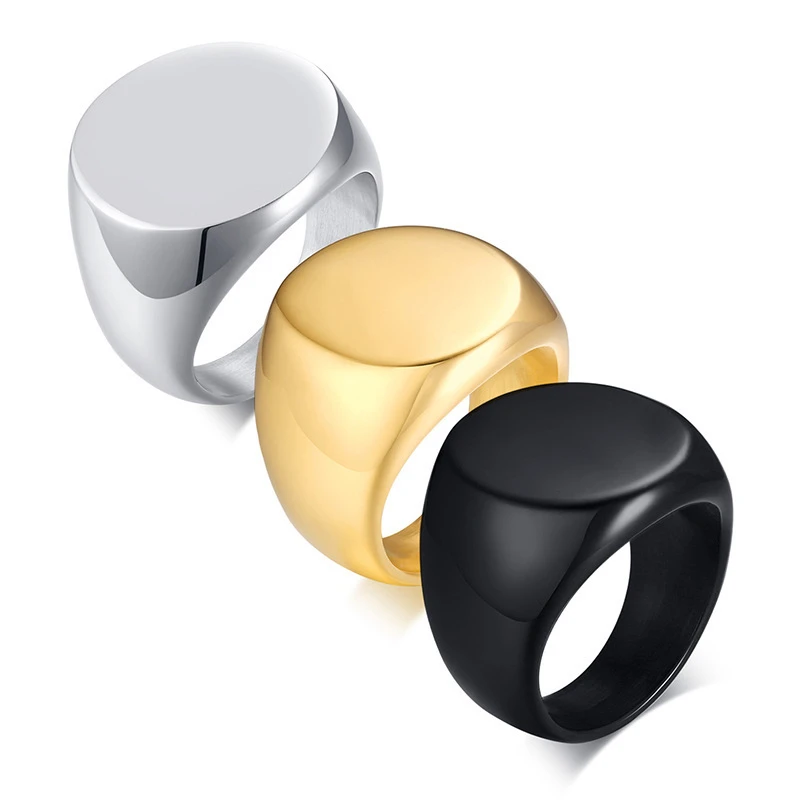 

Wholesale Cheap Men Design Your Own Steel Blank Ring Custom Made Base Stainless Steel Blank Men Signet Ring, Silver/gold/black