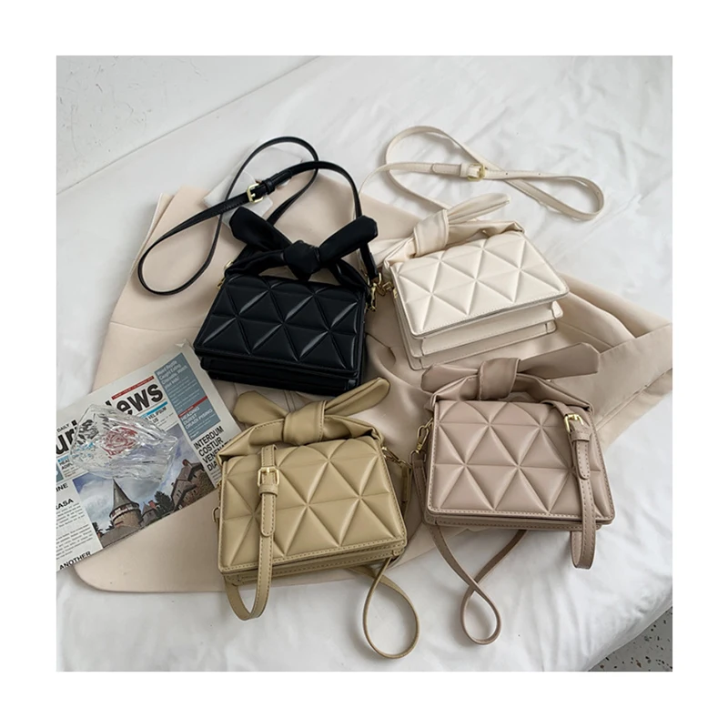 

2021 New High Quality Women Bags Fashion Shoulder Strap Messenger Bag Diamond Lattice Knot Triangle Pattern Lady Handbags Bolsa