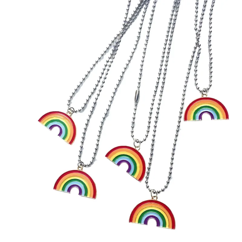 

Stainless Steel Gay Stuff LGBTQ Accessories Rainbow Lesbian Pride Necklace Gay Jewelry for Unisex, Colorful