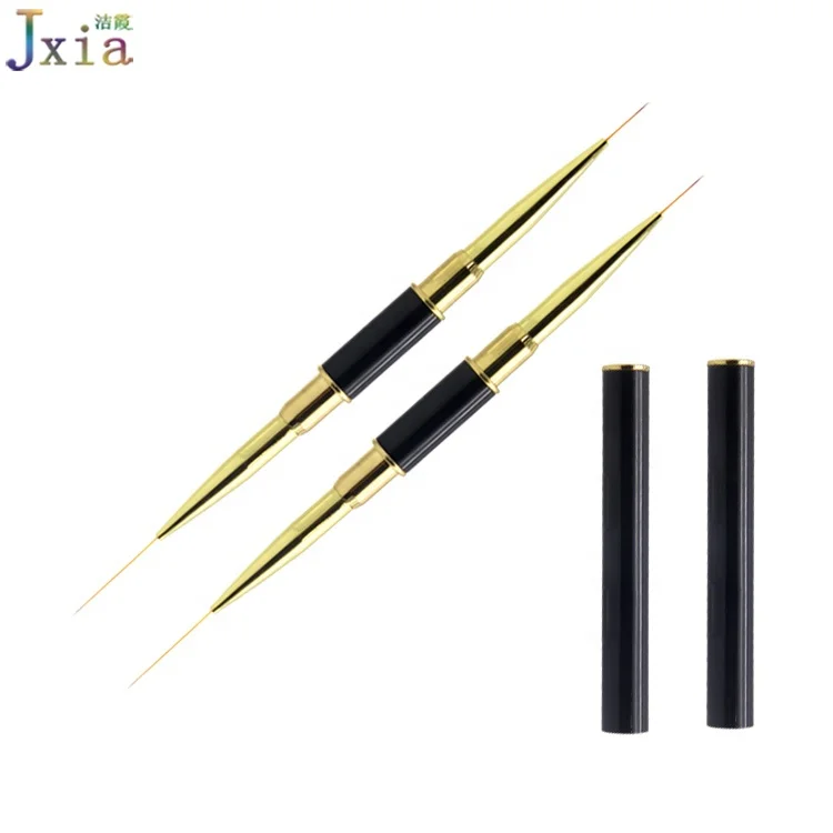 

Jiexia Black Metal Handle Gold Ferrules Double Sides UV Gel Liner Paint Brush for Nails