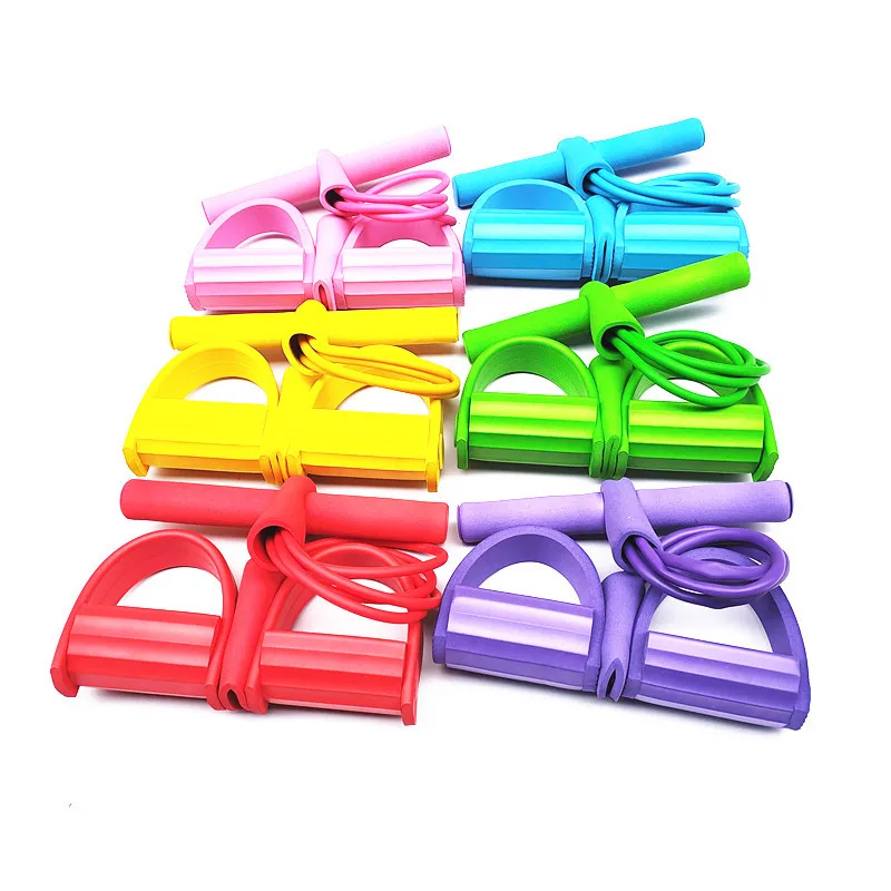 

4 tube resistance bands fitness foot pedal exerciser