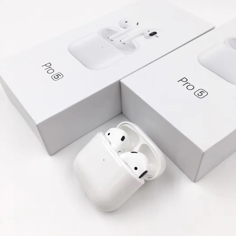 

High Quality Tws Pro 5 Earphone Wireless Charging Waterproof Headphone Siri Touch Control Pro5 Earbuds for Mobile Phone, White