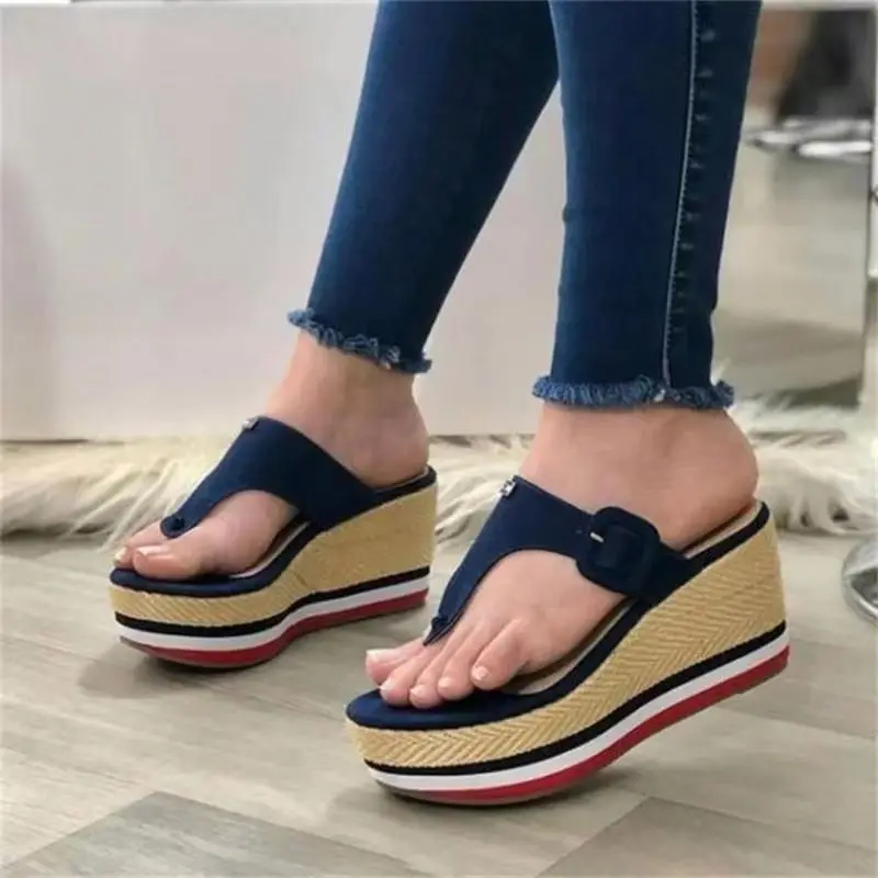 

2021 European&American new arrival women's shoes fashion hemp rope thick bottom flip flops plus size outdoor slippers, Four colors or customized