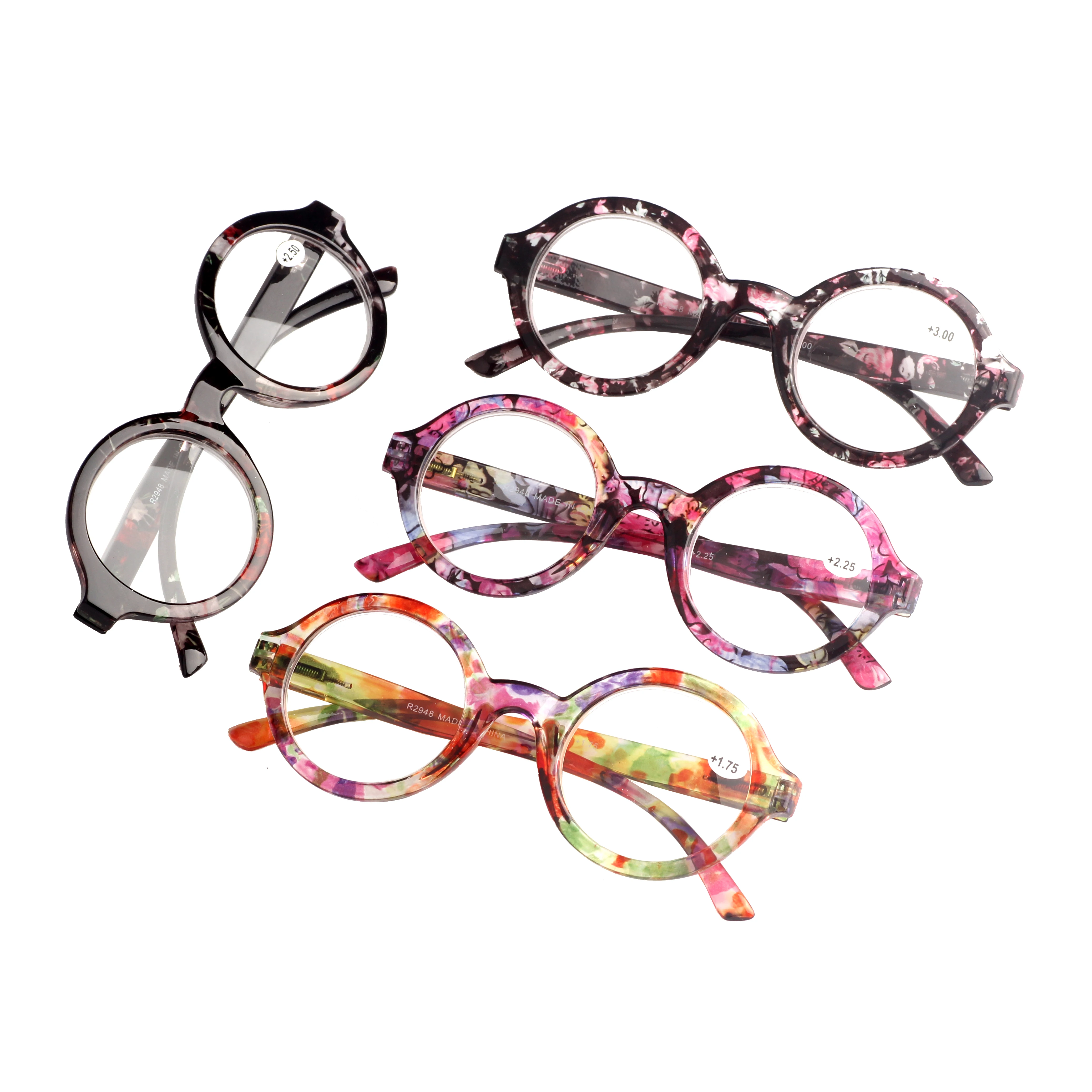 

wholesale plastic frame spring hinge round reading glasses for parents