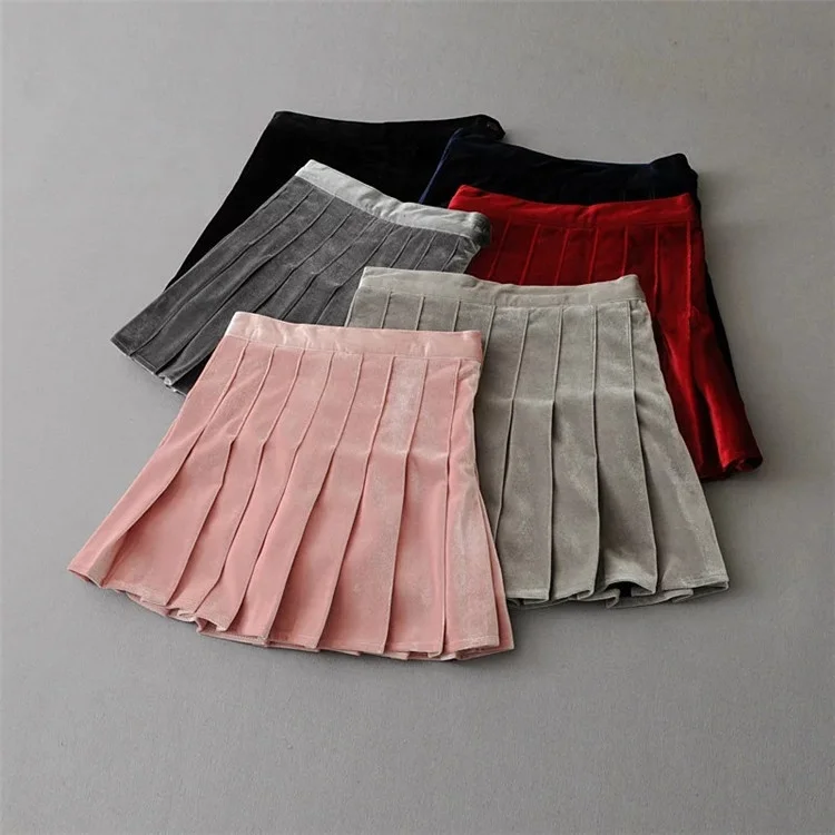 

B62018A Women's Casual Slim A-line Pleated Ruffle Short Mini Skirts