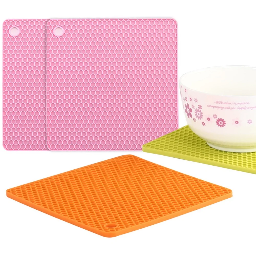 

Non-Slip Coaster Multi-Use 4pc Folding Square Round Pan Pot Holder Foldable Mat Pad Silicone Trivet for Hot Dishes Set, Various colors