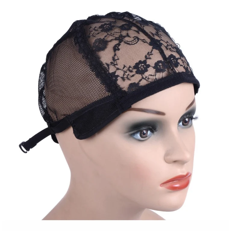 

New Fashion Black Wig Net Stretchable Adjustable Strap Braided Non-glue Wig Hat High Quality Elastic Hair Net, As show