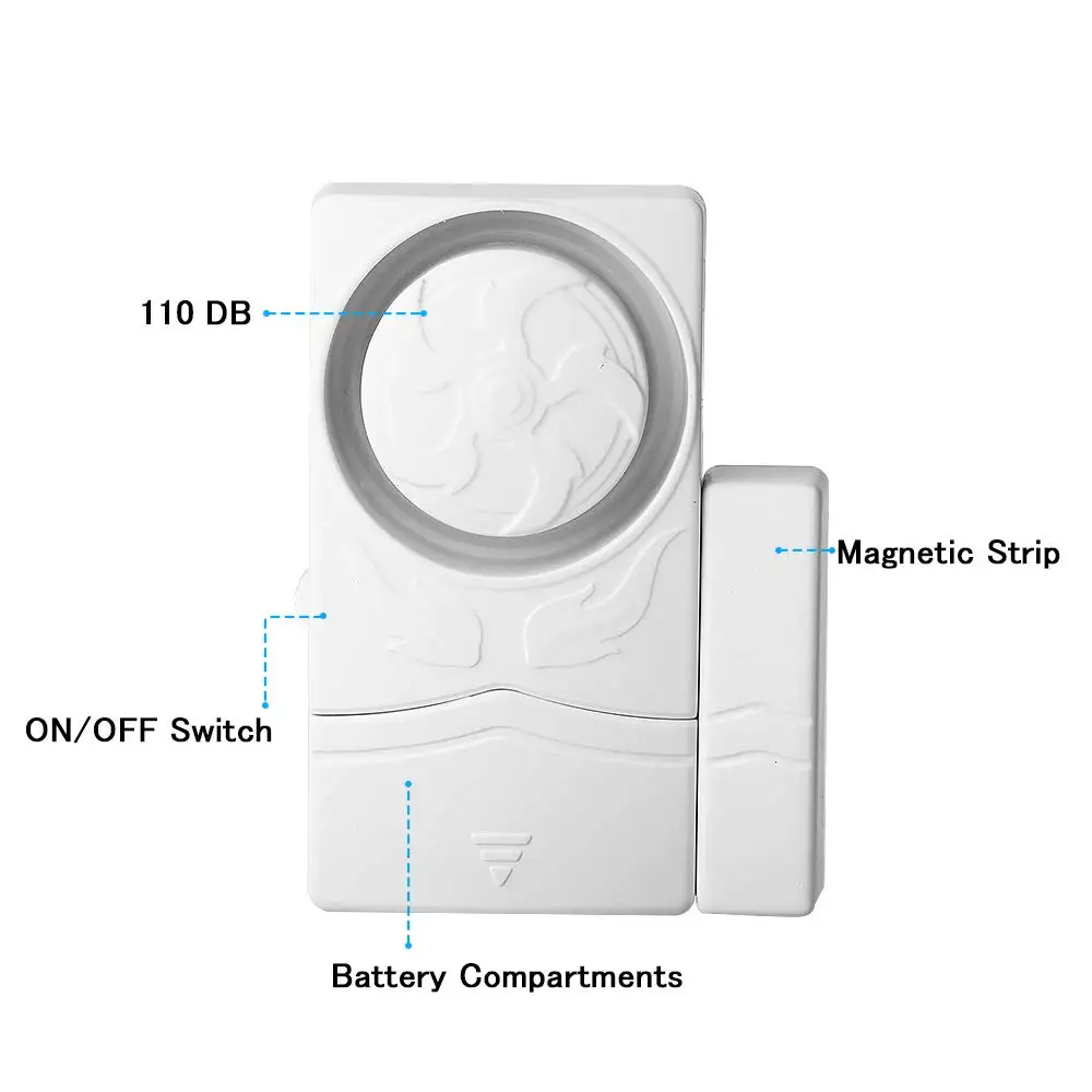 

4 in1 Anti-theft Battery powered 110db Window Door Alarm Sensor Simple Safe Home Door Alarm Magnetic Door Sensor