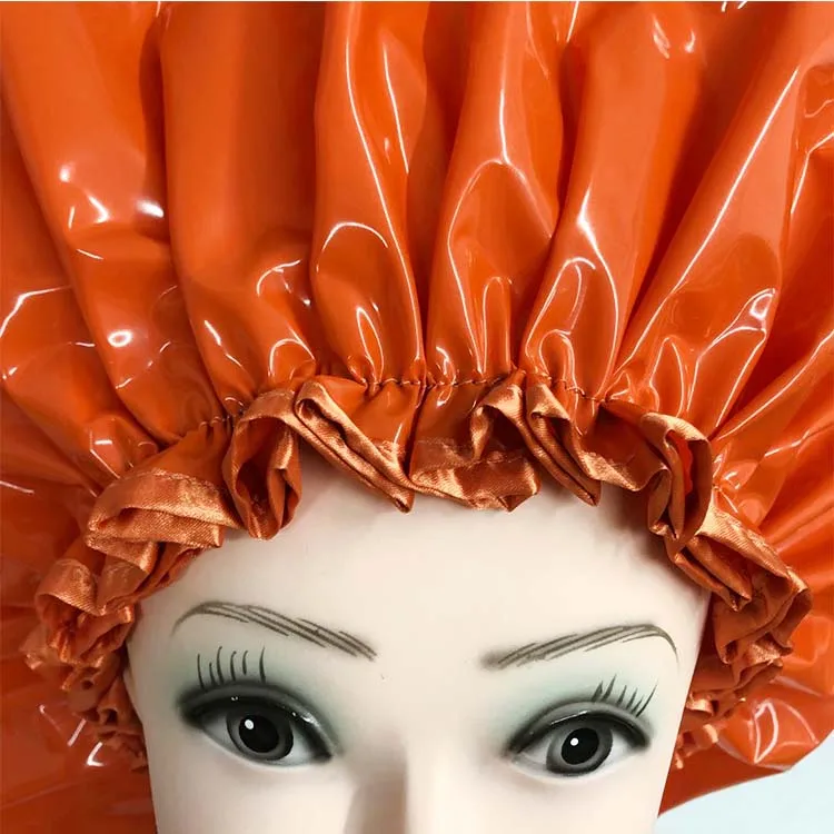 

wholesaler new design extra big bonnet PVC shower hat bonnet